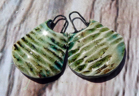 Ceramic Reed Textured Charms - Green Tea