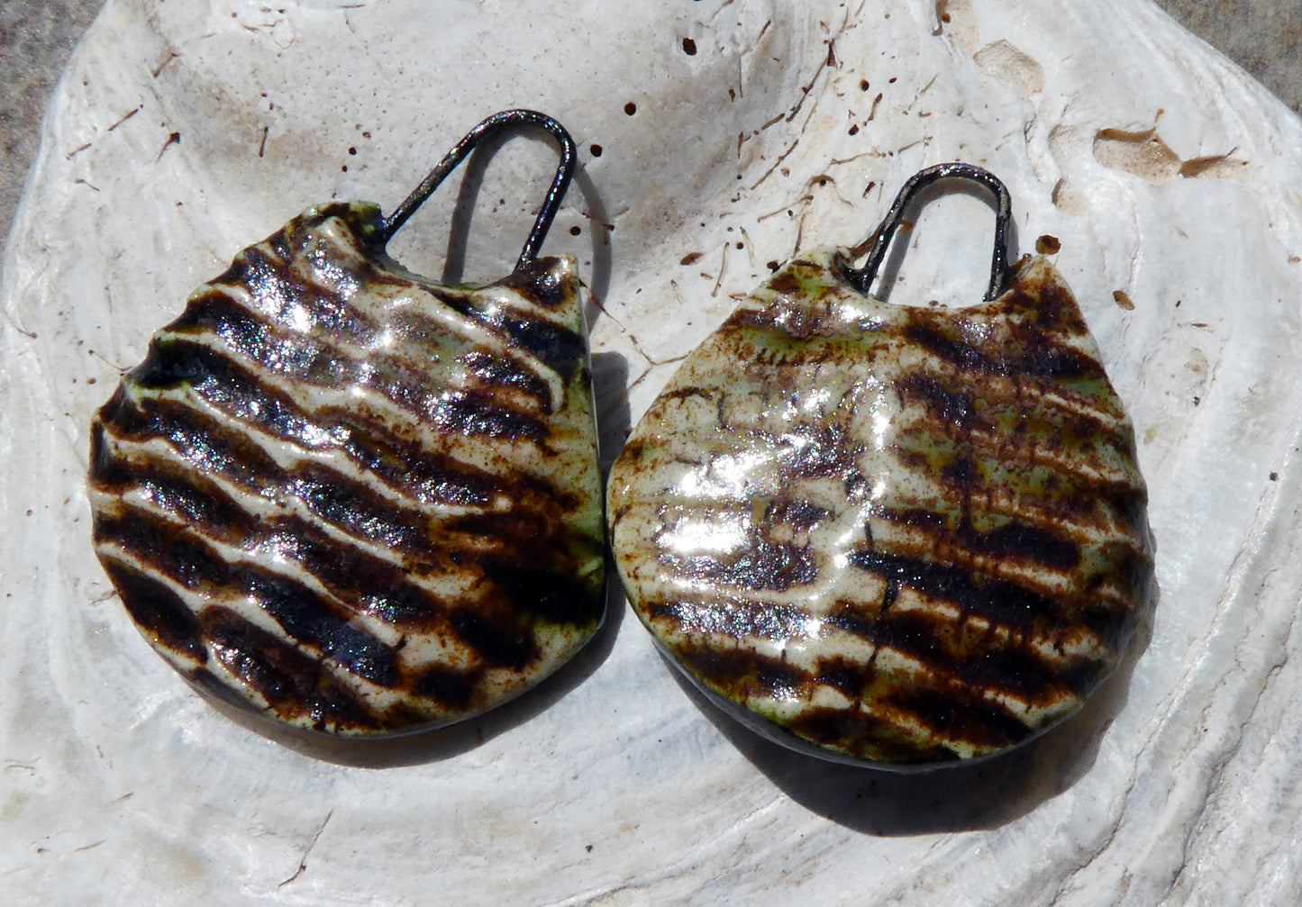 Ceramic Reed Textured Charms - Dune