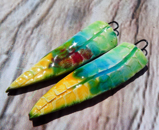 Ceramic Super Slim Spring Leaf Earring Charms #10