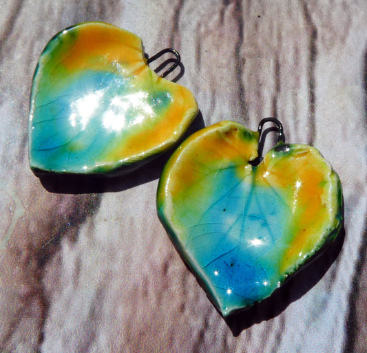 Ceramic Super Slim Spring Leaf Earring Charms #7