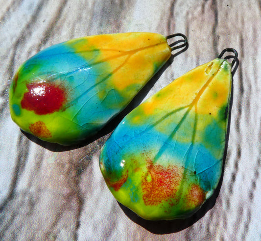 Ceramic Super Slim Spring Leaf Earring Charms #8