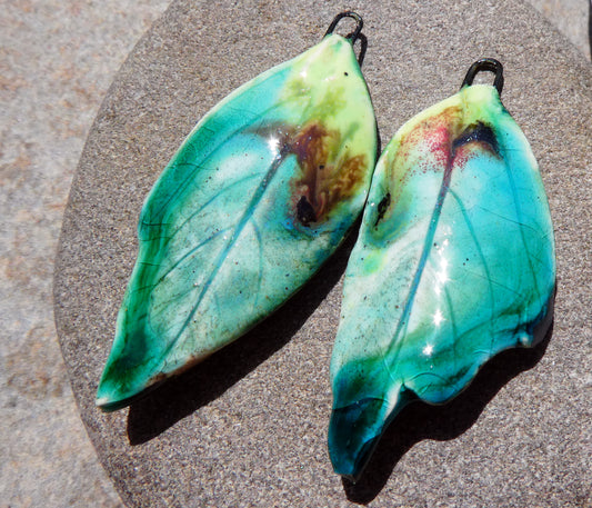 Ceramic Super Slim Spring Leaf Earring Charms #12