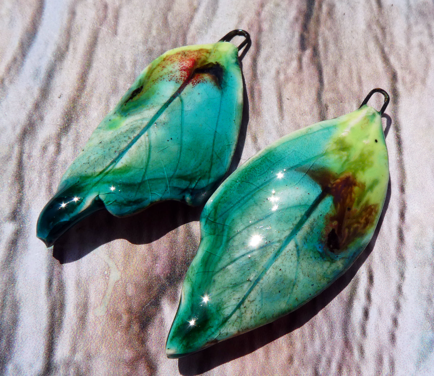 Ceramic Super Slim Spring Leaf Earring Charms #12