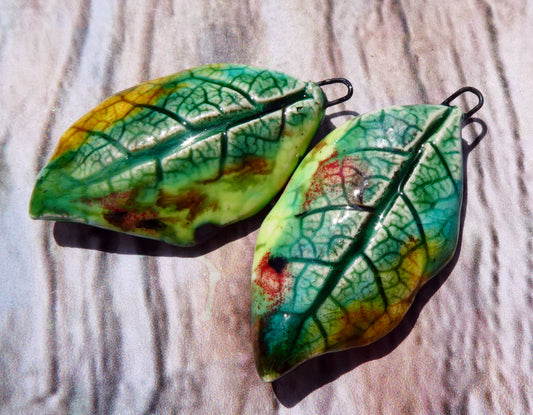 Ceramic Super Slim Spring Leaf Earring Charms #18