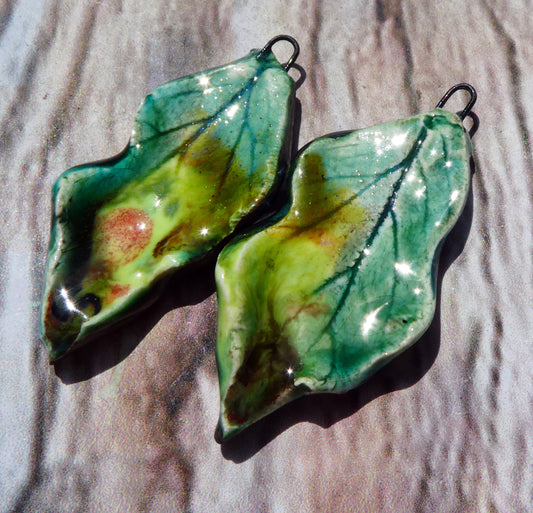Ceramic Super Slim Spring Leaf Earring Charms #22