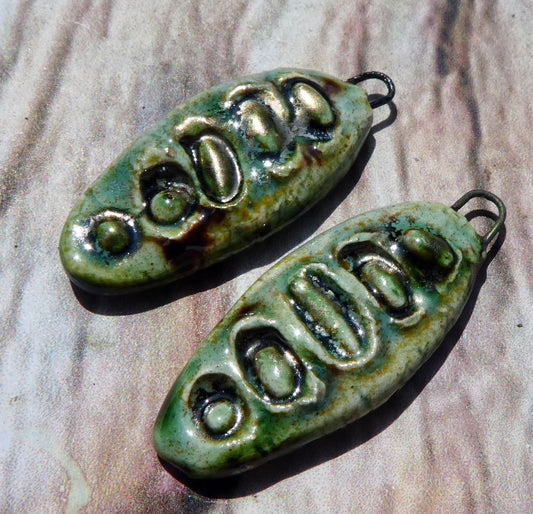Ceramic Seed Pod Charms - Spotted Malachite