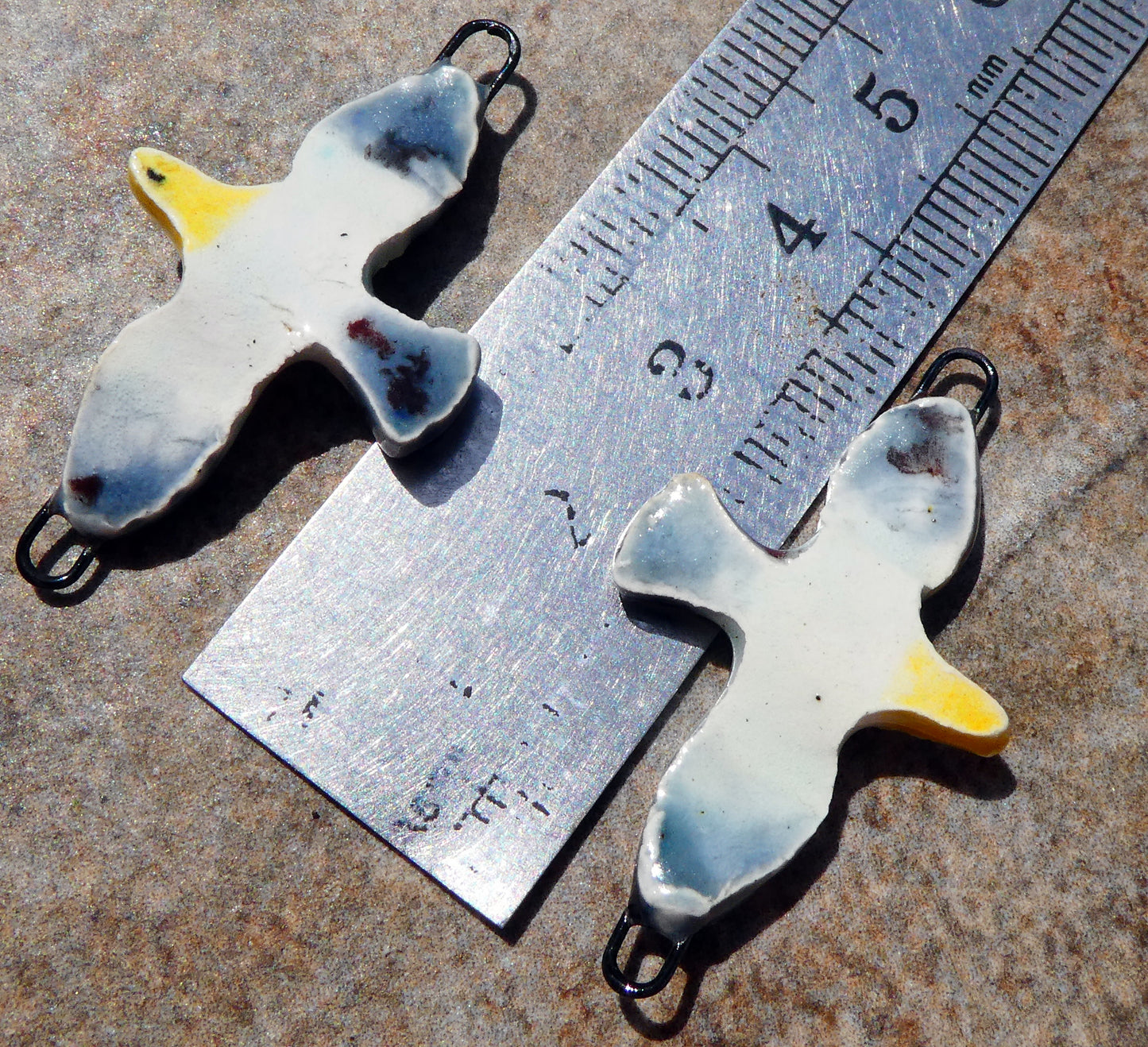 Ceramic Seagull Earring Connectors