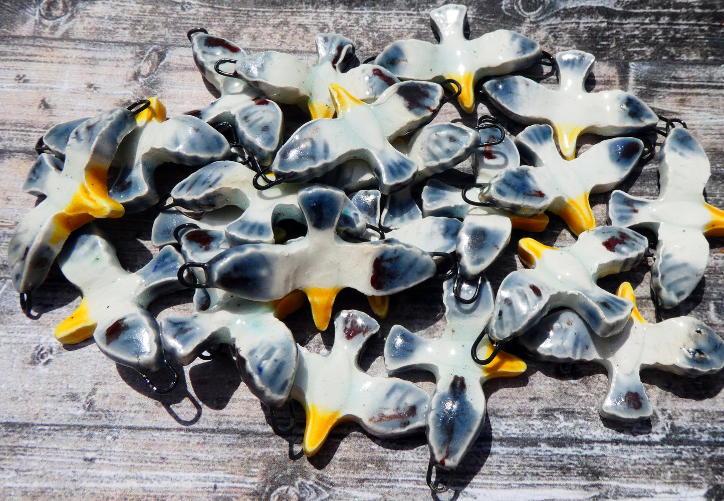 Ceramic Seagull Earring Connectors