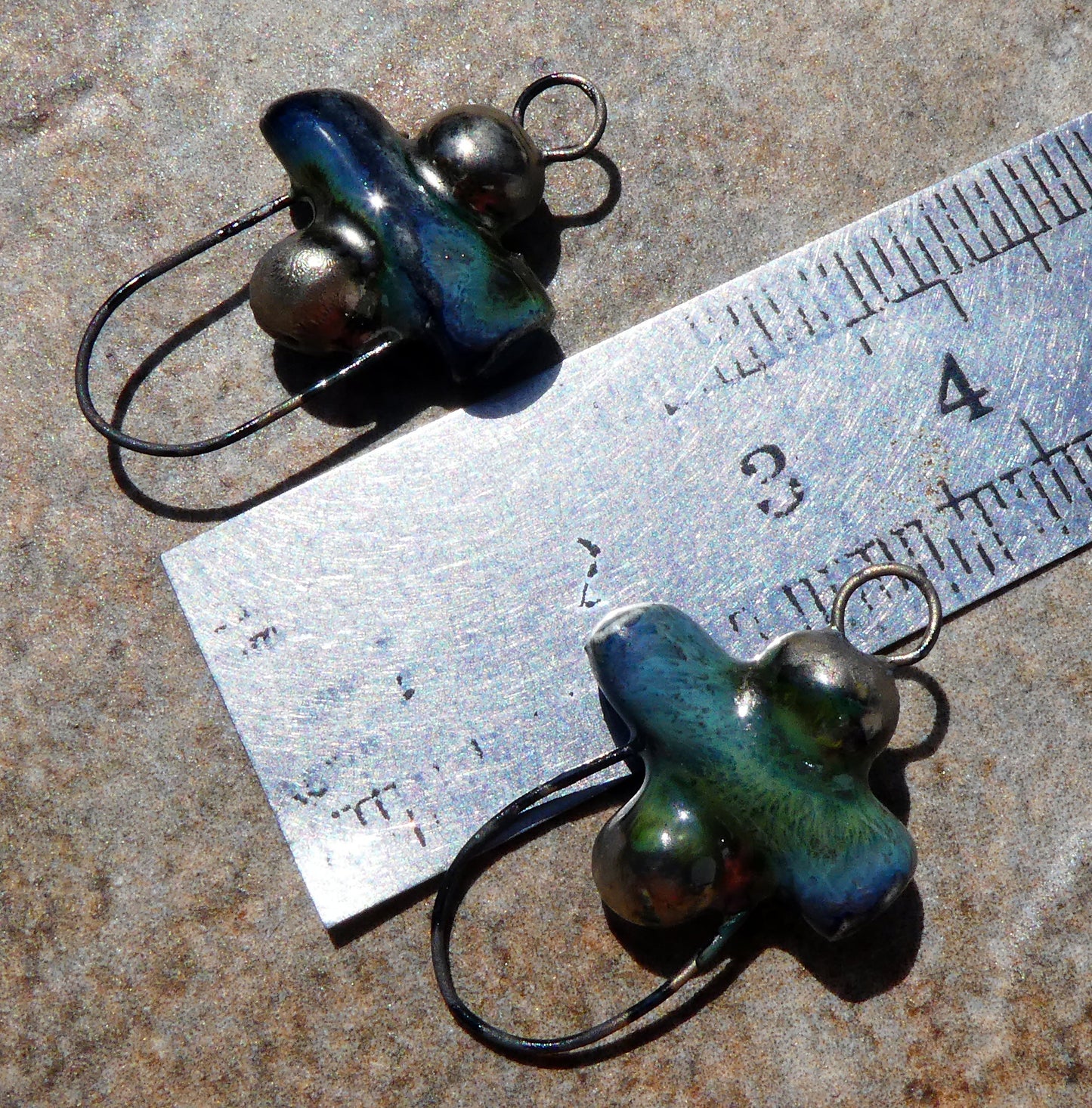 Ceramic Stick and Bobble Hoopy Earring Connectors - Obsidian