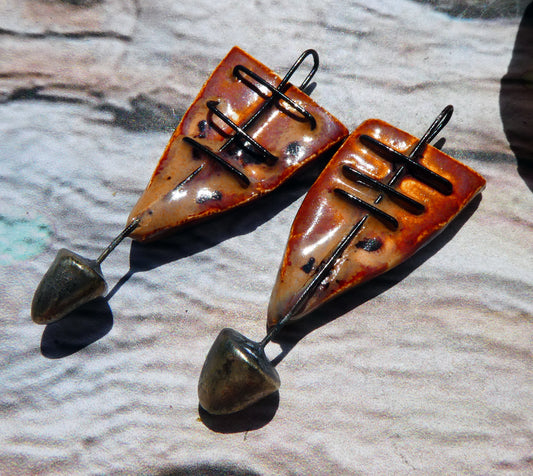 Ceramic Stapled Dagger Charms-Painted Desert