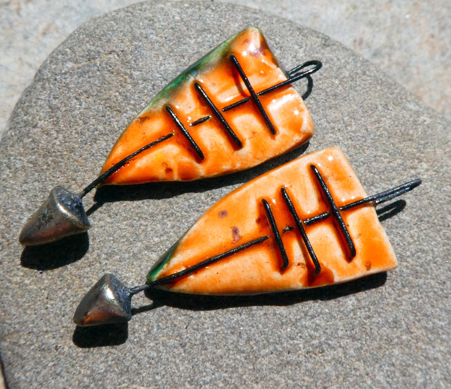 Ceramic Stapled Dagger Charms- Wildfire