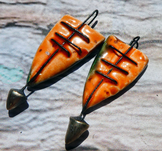 Ceramic Stapled Dagger Charms- Wildfire