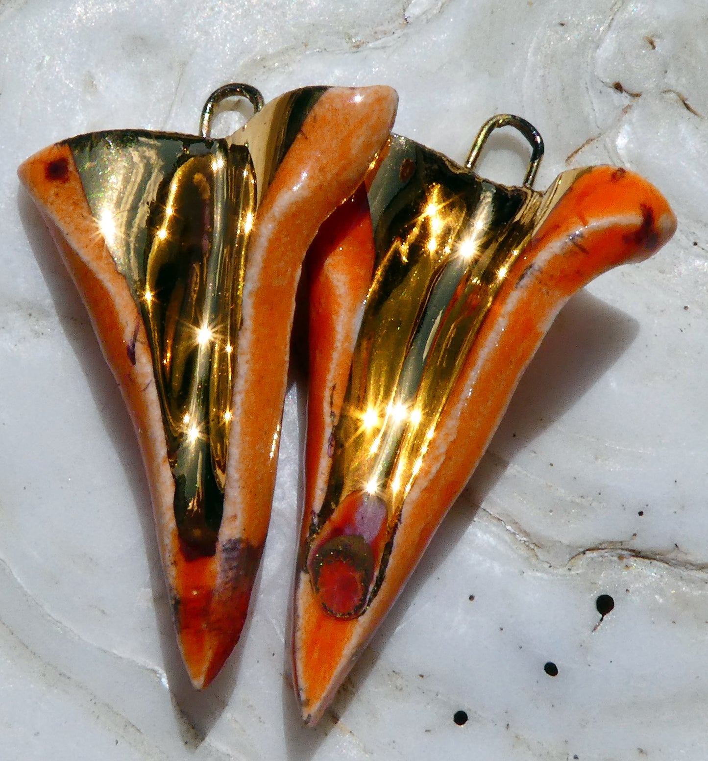 Ceramic Lustrous Folded Dagger Charms- Wildfire