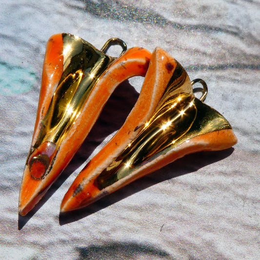 Ceramic Lustrous Folded Dagger Charms- Wildfire