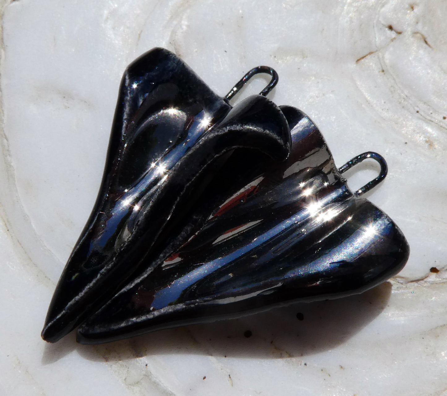 Ceramic Lustrous Folded Dagger Charms- Black