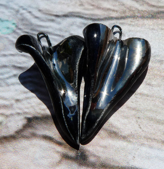 Ceramic Lustrous Folded Dagger Charms- Black