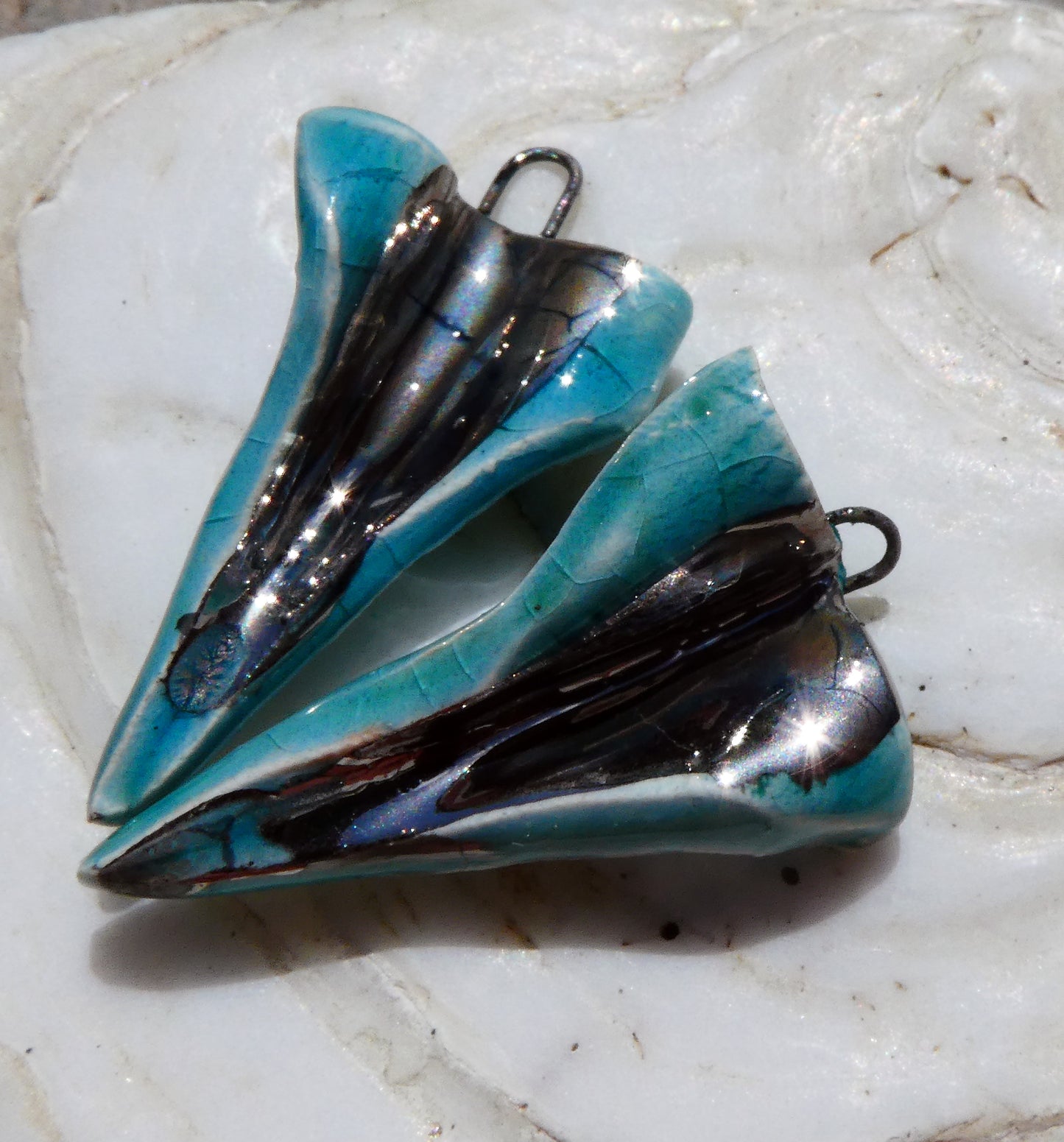 Ceramic Lustrous Folded Dagger Charms- Topaz