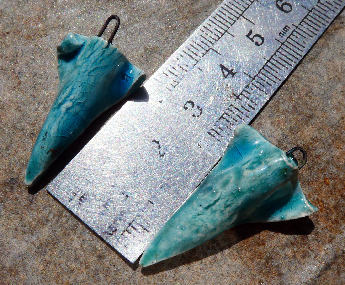 Ceramic Lustrous Folded Dagger Charms- Topaz