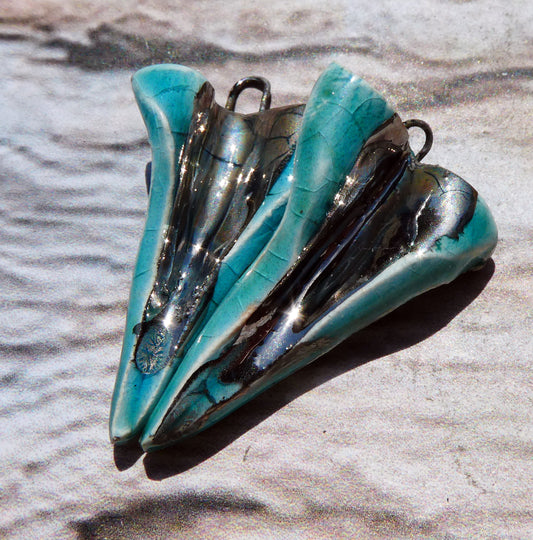 Ceramic Lustrous Folded Dagger Charms- Topaz