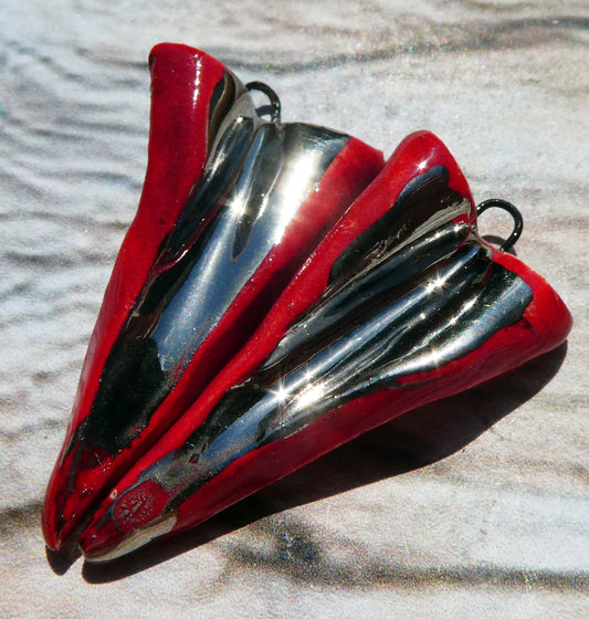 Ceramic Lustrous Folded Dagger Charms- Red