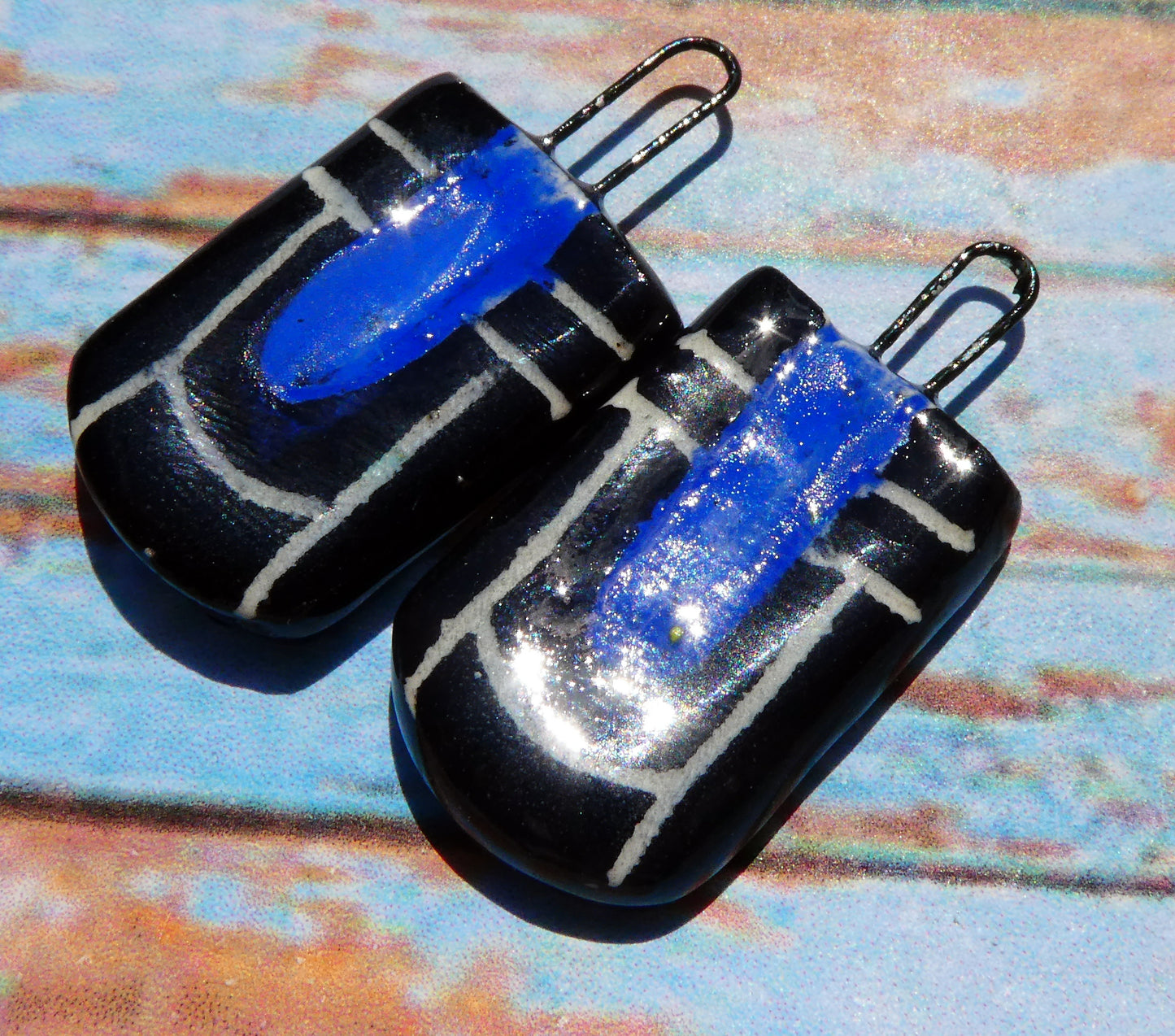 Ceramic Sgraffito Charms - Holiday Blue