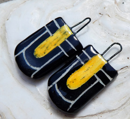Ceramic Sgraffito Charms -Saffron
