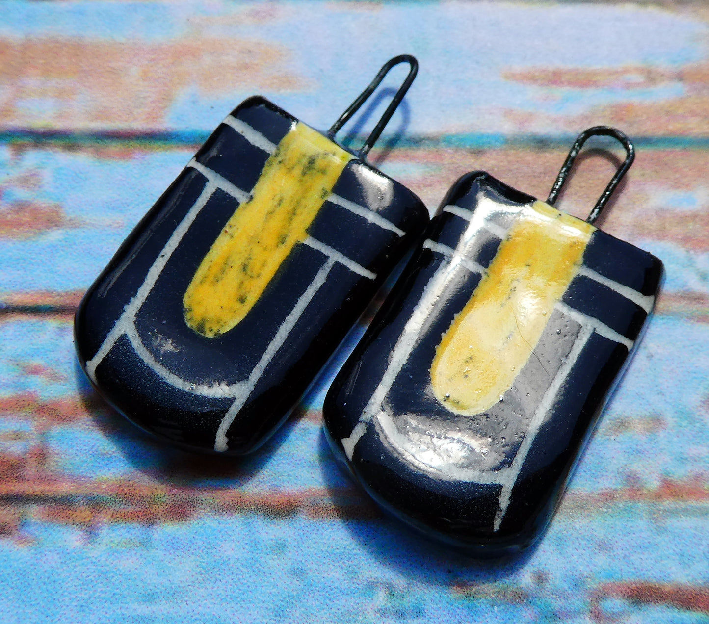 Ceramic Sgraffito Charms -Saffron