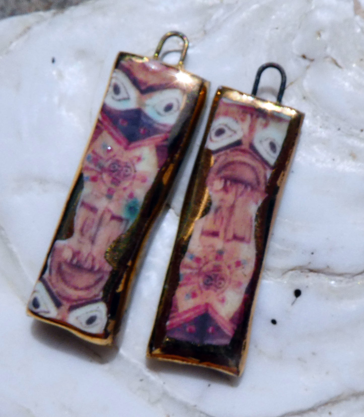 Ceramic Totem Pole Decal Earring Charms #4