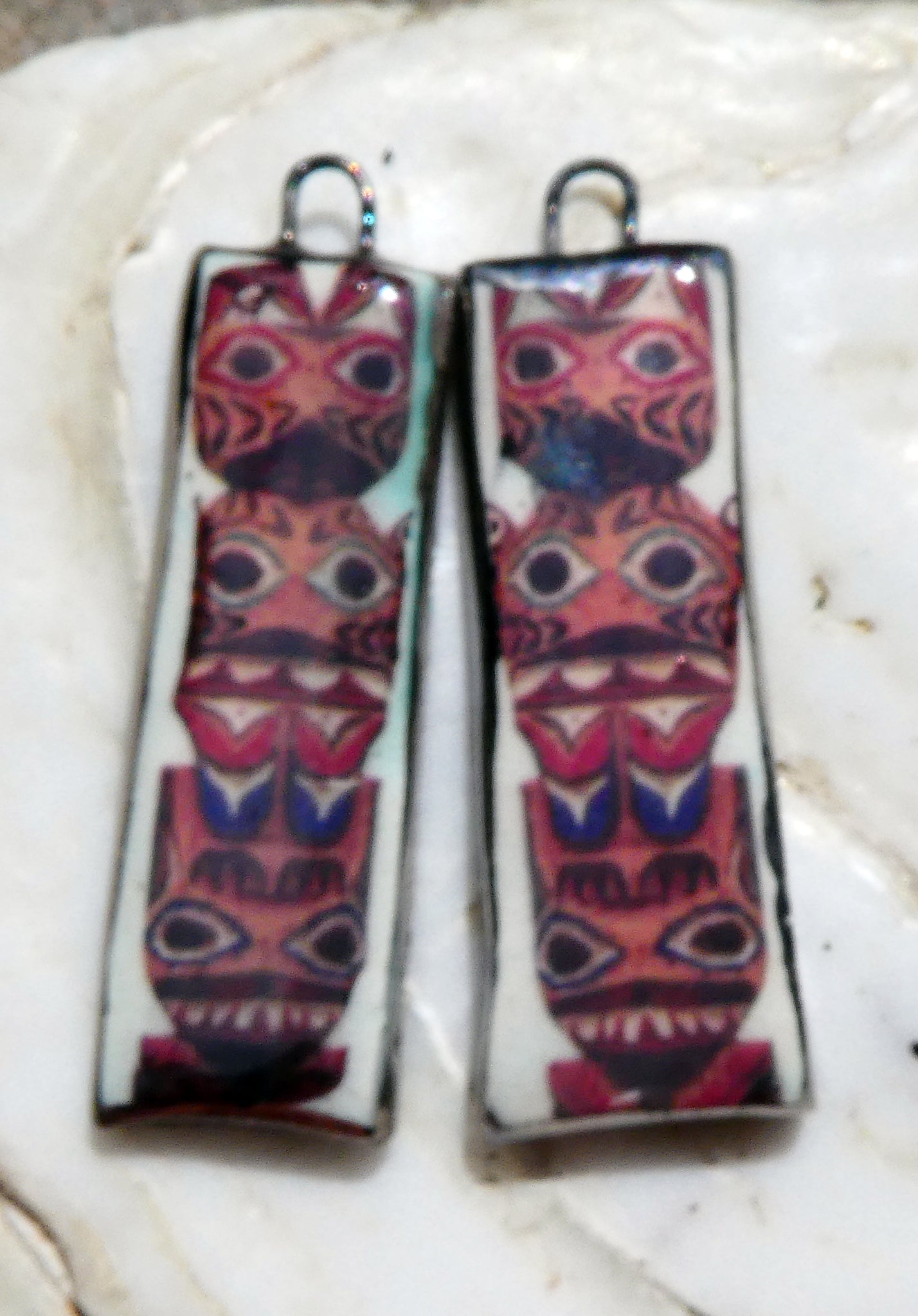 Ceramic Totem Pole Decal Earring Charms #5