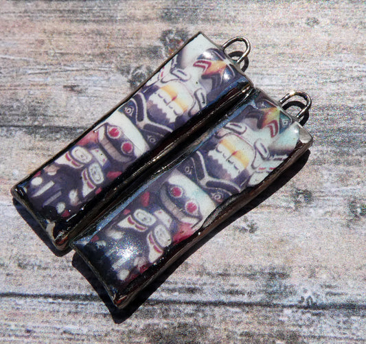 Ceramic Totem Pole Decal Earring Charms #8
