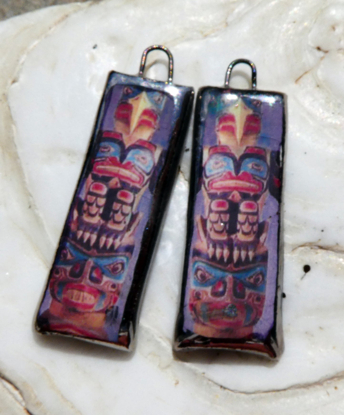 Ceramic Totem Pole Decal Earring Charms #9
