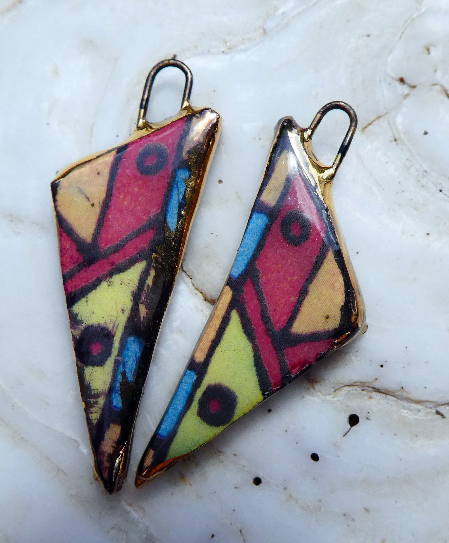 Ceramic Geometric Decal Earring Charms #4