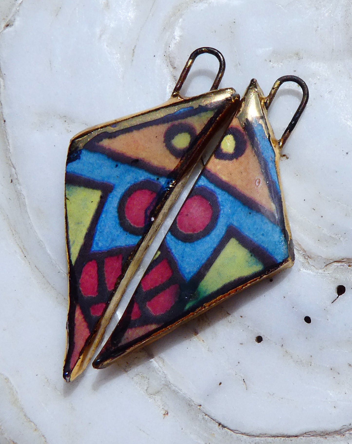 Ceramic Geometric Decal Earring Charms #5
