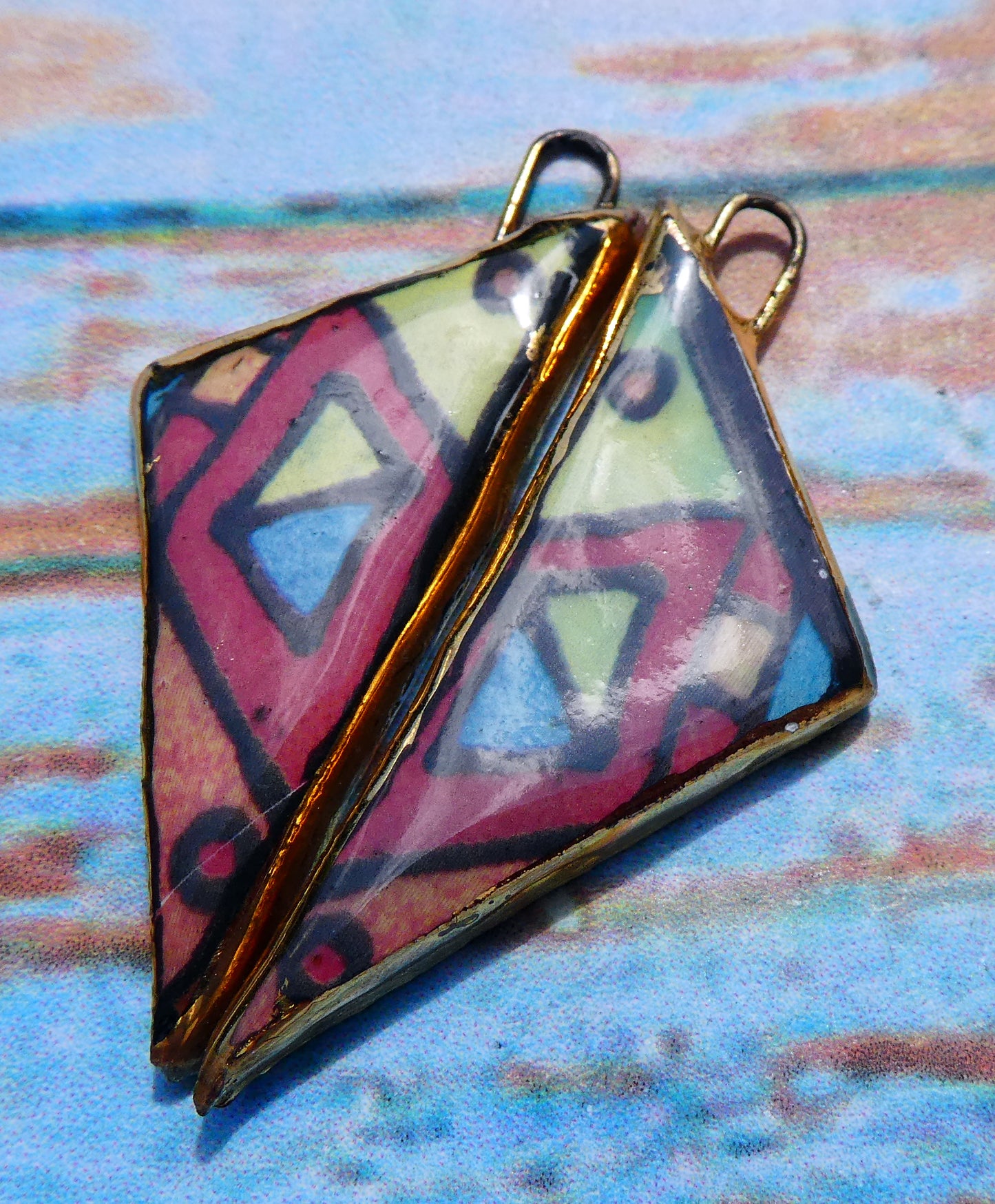 Ceramic Geometric Decal Earring Charms #7