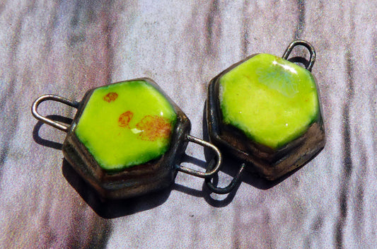 Ceramic Little Moulded Hexagon Connectors -Cherry Limeade