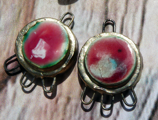 Ceramic Three Hoop Moulded Disc Connectors -Oriental Princess