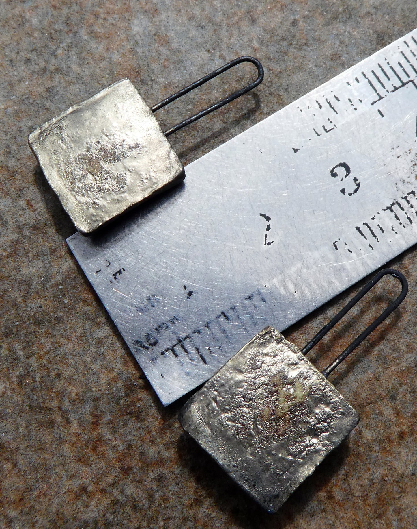 Ceramic Long Hoop Moulded Square Charms -Outer Space