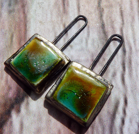 Ceramic Long Hoop Moulded Square Charms -Billabong