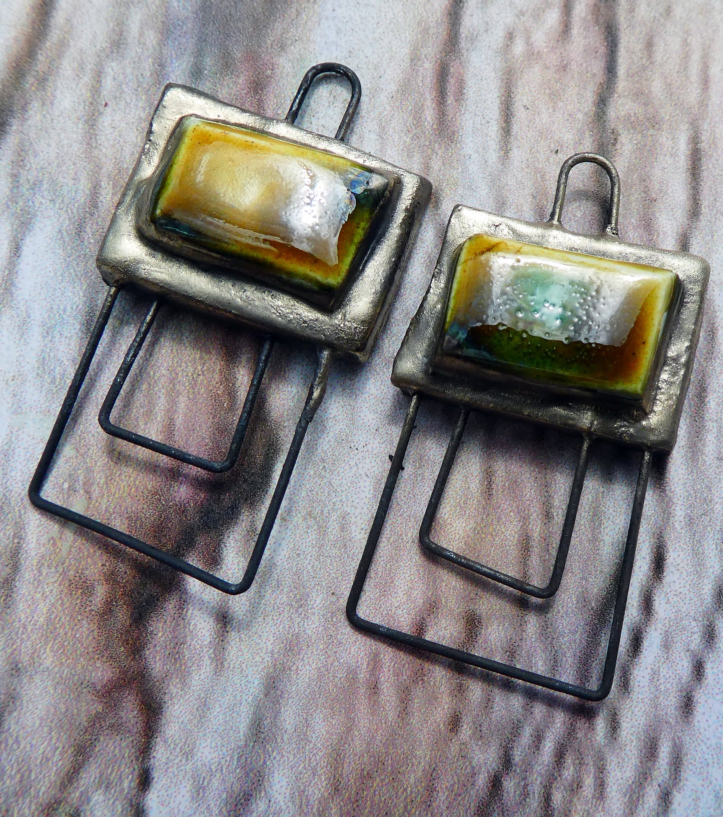 Ceramic Double Hoop Moulded Rectangle Connectors -Billabong