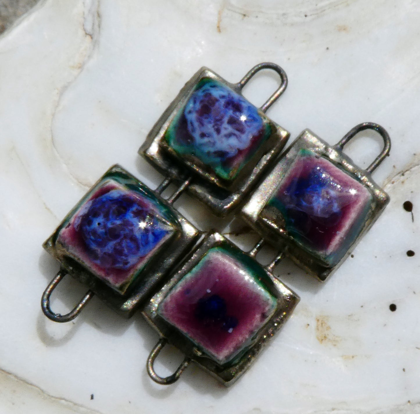 Ceramic Double Square Moulded Connectors -Plum Jelly