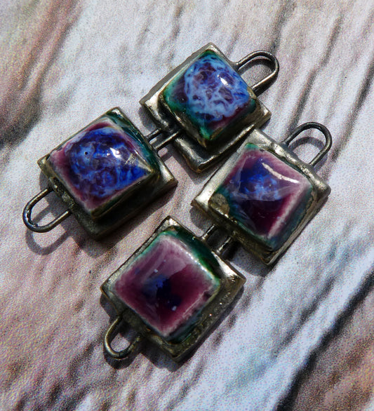 Ceramic Double Square Moulded Connectors -Plum Jelly