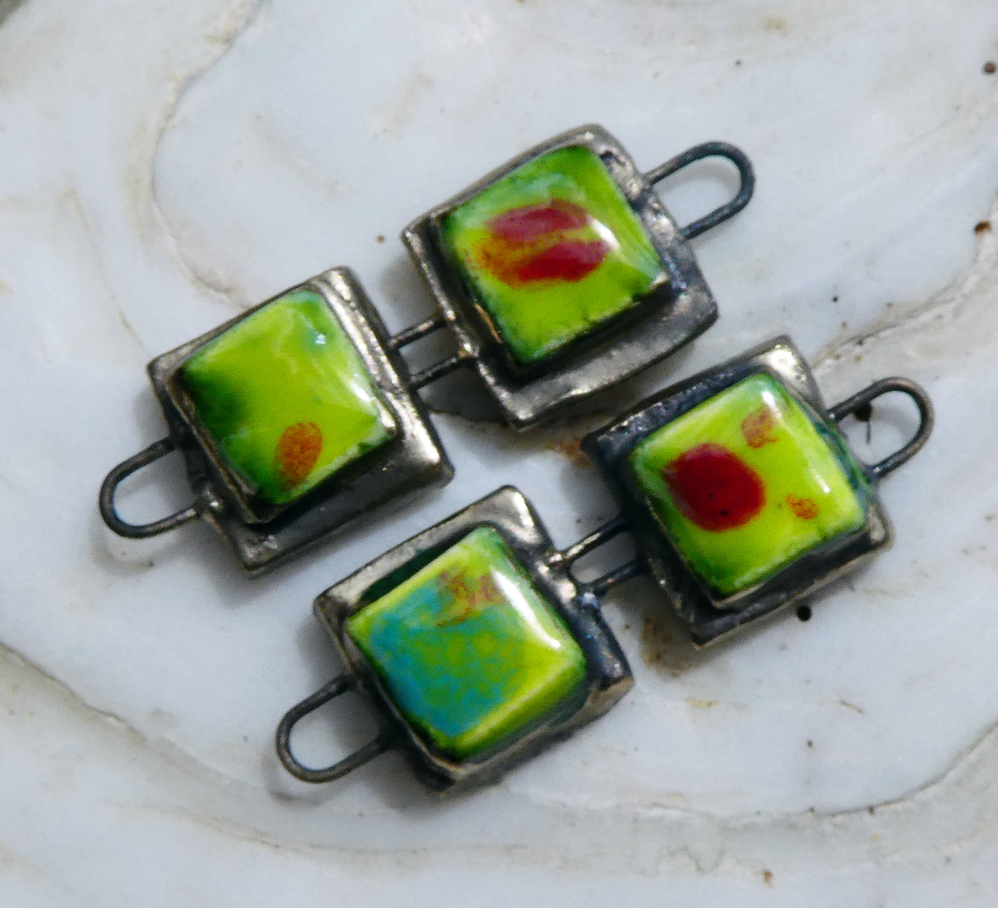 Ceramic Double Square Moulded Connectors -Cherry Limeade