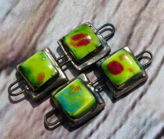 Ceramic Double Square Moulded Connectors -Cherry Limeade