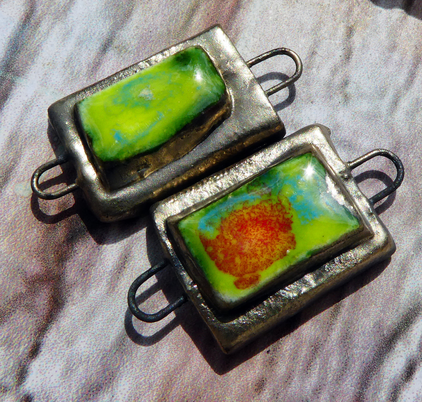 Ceramic Rectangle Moulded Connectors -Cherry Limeade