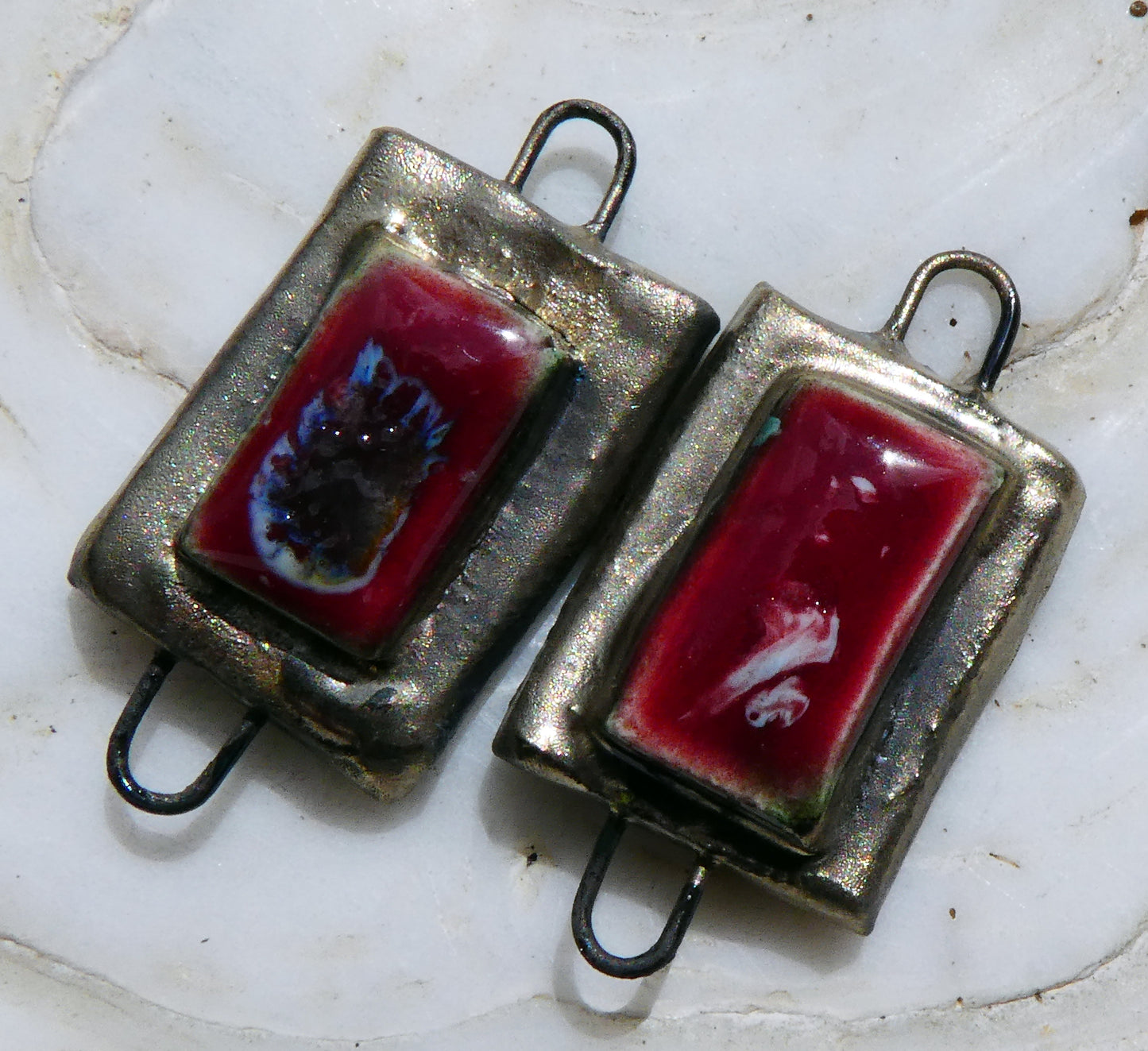 Ceramic Rectangle Moulded Connectors -Fushia Fantastic