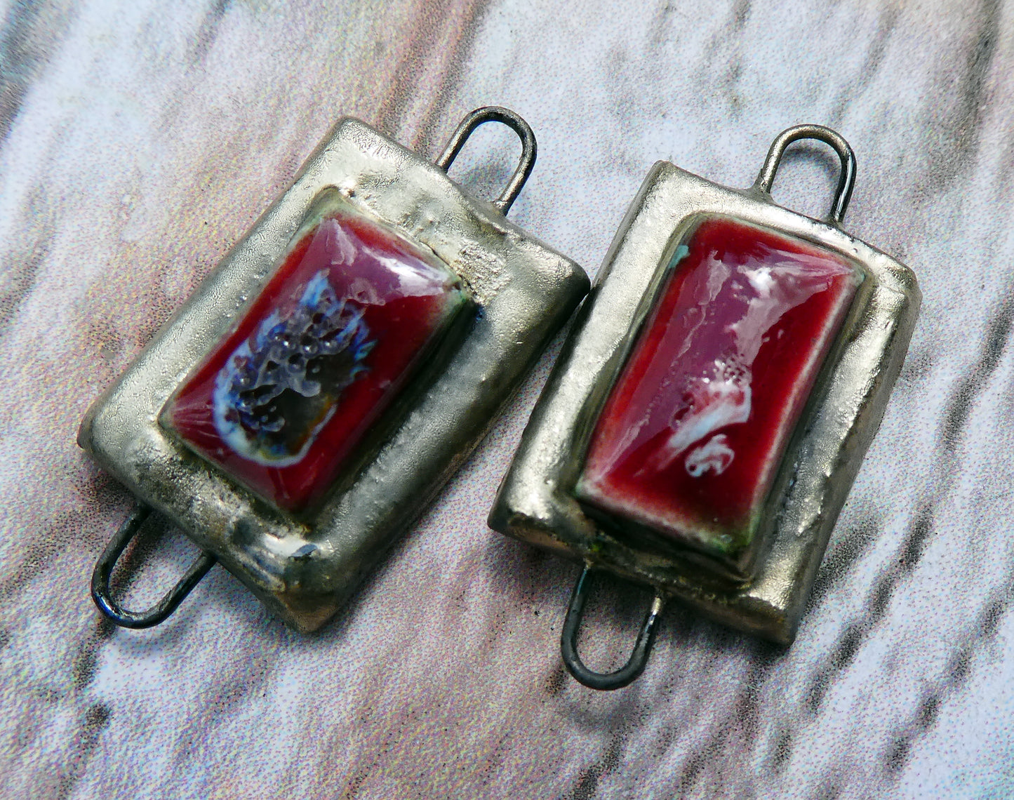 Ceramic Rectangle Moulded Connectors -Fushia Fantastic