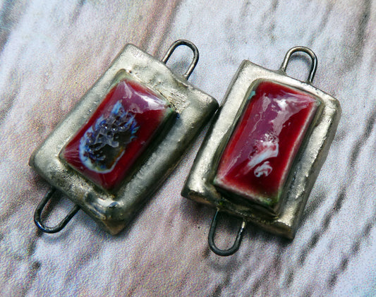 Ceramic Rectangle Moulded Connectors -Fushia Fantastic