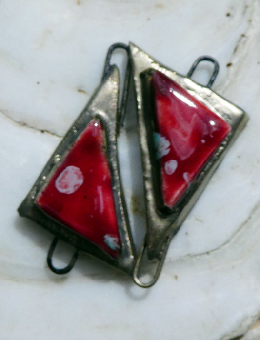 Ceramic Aymmetric Triangle  Moulded Connectors -Fushia Fantastic