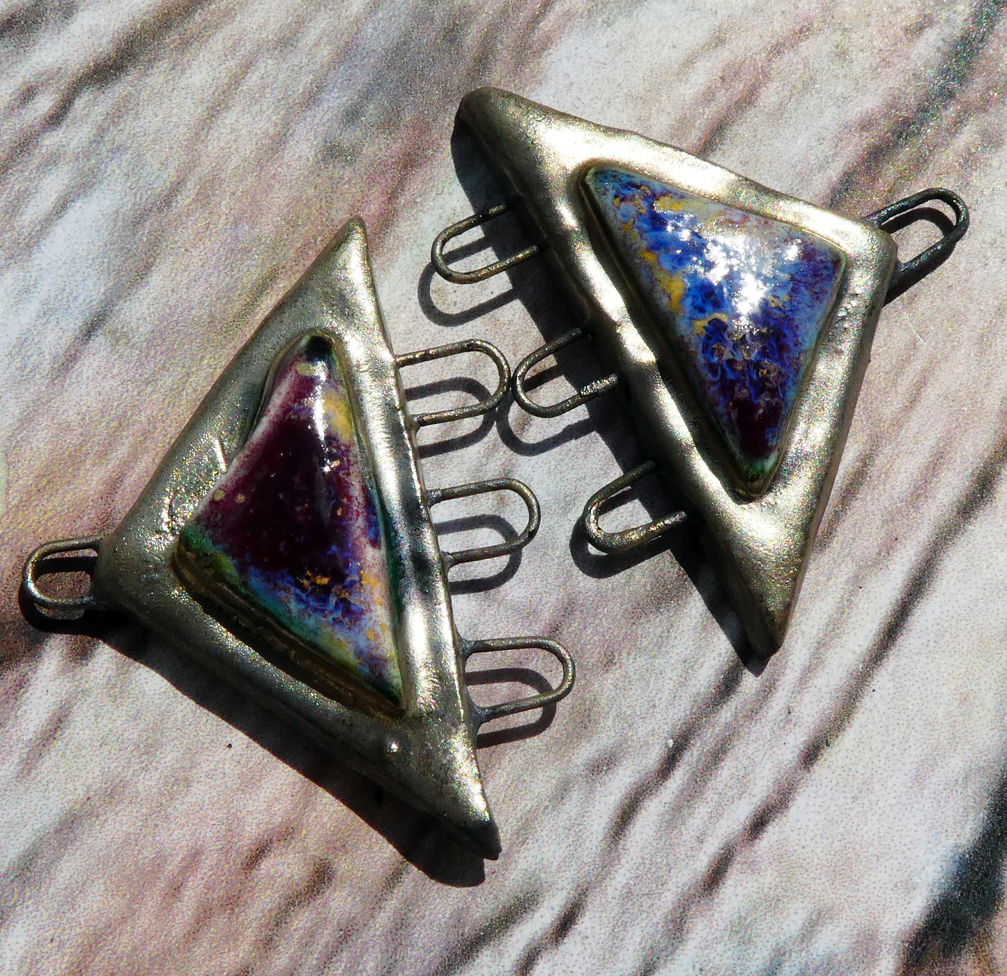 Ceramic Three Hoop Triangle Moulded Connectors -Sailors Delight