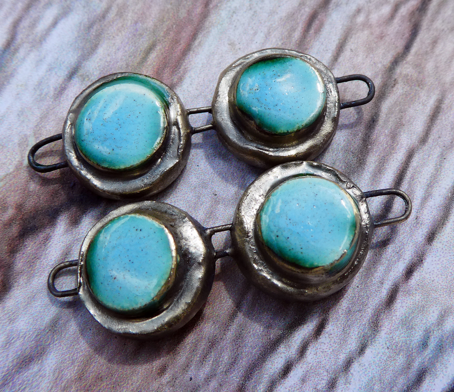 Ceramic Double Disc Moulded Connectors -Larimar